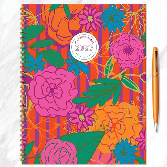 2027 Peonies Large Weekly Monthly Planner